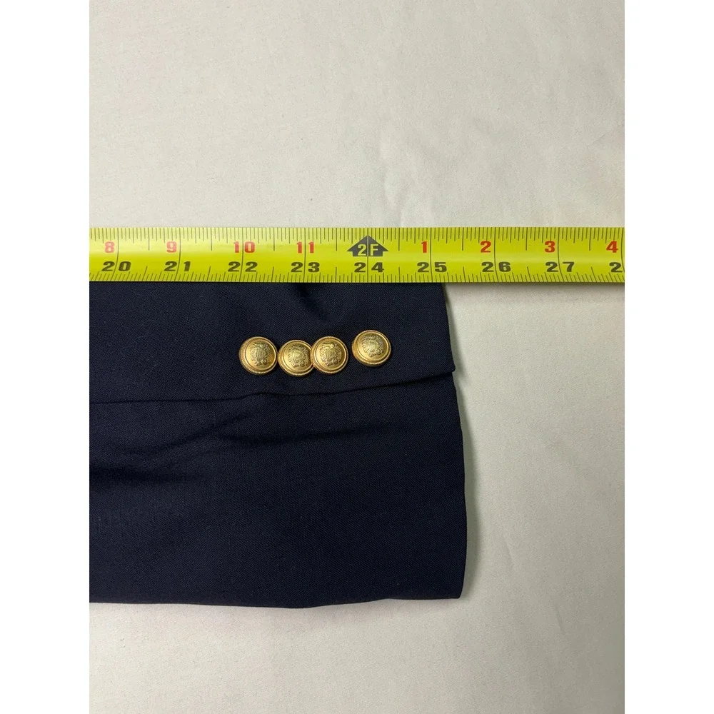 Jos A Bank Mens Navy Blue 100% Wool‎ Blazer Gold Crest Buttons 39R Sport Coat